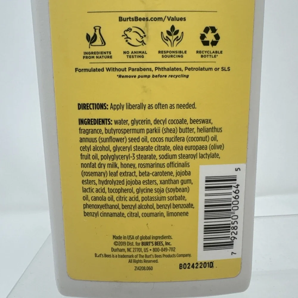 3 Burt's Bees Body Lotion Milk And Honey Normal to Dry Skin Rich Moisture 12 oz
